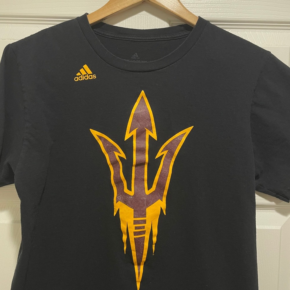 Adidas Mens Arizona State Sun Devils Tee Size M Black Cotton ASU Trident Logo